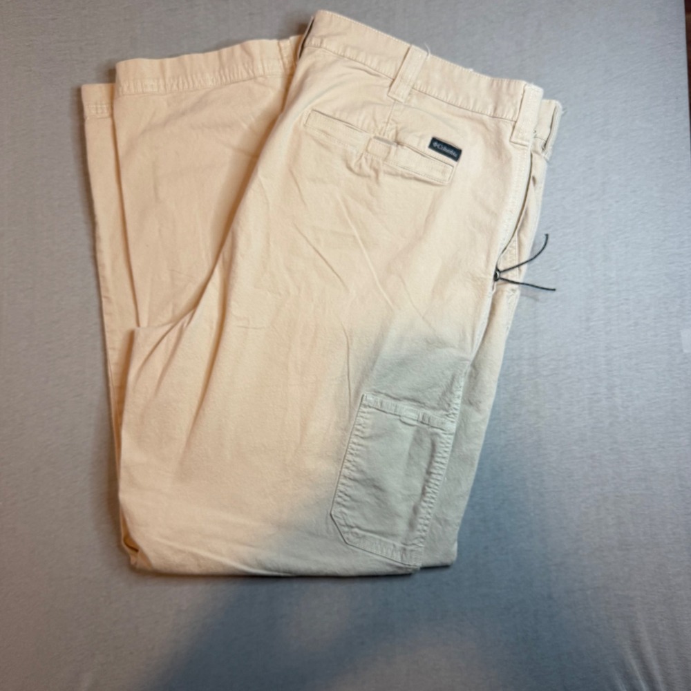 Columbia Mens 44x32 Regular Fit Utility Pants Tan Cotton Stretch canvas outdoor